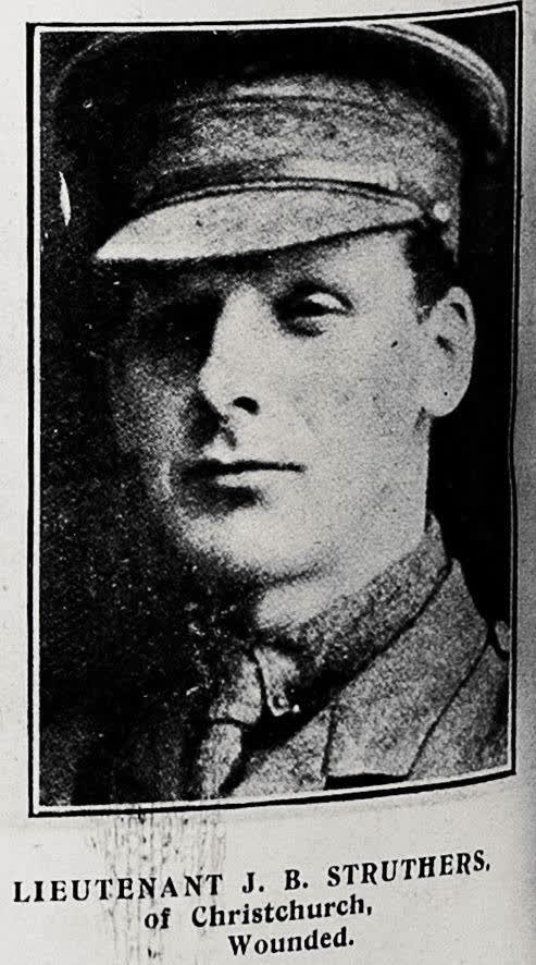 Lieutenant J. B. Struthers, of Christchurch, Wounded, 1916