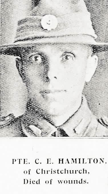 Pte. C. E. Hamilton, of Christchurch, Died of wounds, 1916