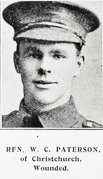 Rfn. W. C. Paterson, of Christchurch, Wounded, 1916