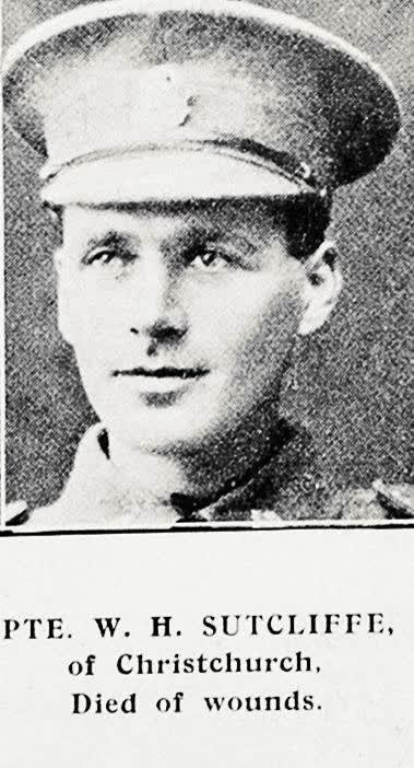 Pte. W. H. Sutcliffe, of Christchurch, Died of wounds, 1916