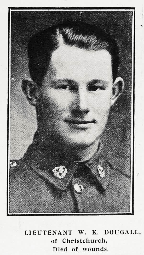 Lieutenant W. K. Dougall, of Christchurch, Died of wounds, 1916
