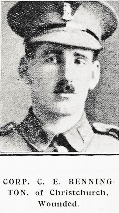 Corp. C. E. Bennington, of Christchurch, Wounded, 1916