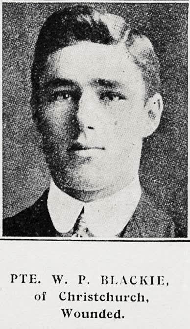 Pte. W. P. Blackie, of Christchurch, Wounded, 1916