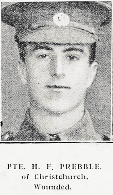 Pte. H. F. Prebble, of Christchurch, Wounded, 1916