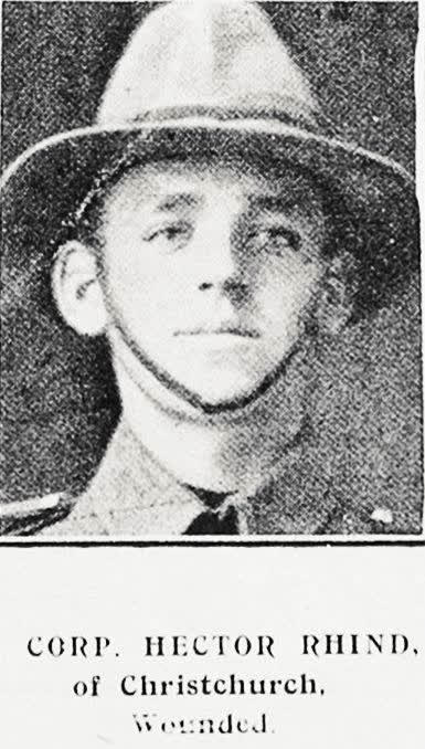 Corp Hector Rhind of Christchurch, wounded, 1917