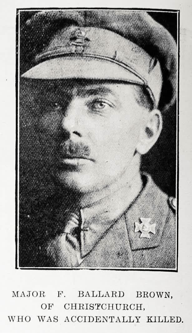 Major F Ballard Brown of Christchurch, who was accidentally killed, 1917