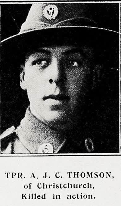 Tpr A J C Thomson of Christchurch, killed in action, 1917