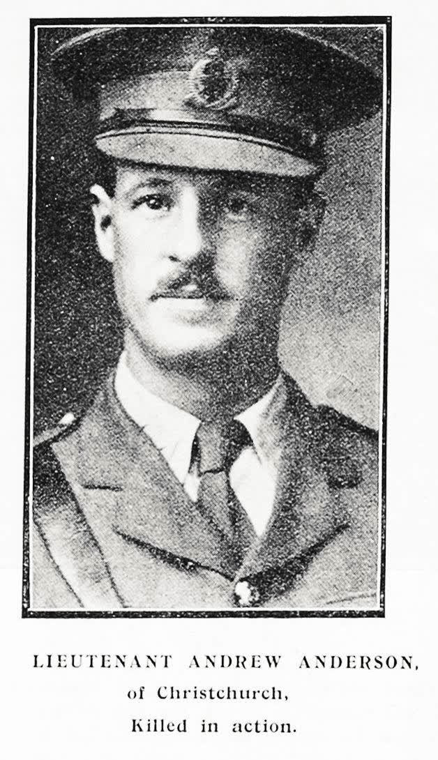 Lieutenant Andrew Anderson of Christchurch, killed in action, 1917