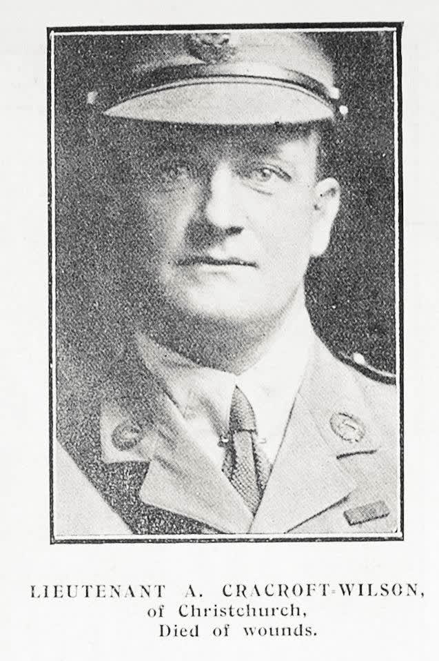 Lieutenant A Cracroft-Wilson of Christchurch, died of wounds, 1917