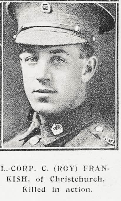 L Corp C (Roy) Frankish of Christchurch, killed in action, 1917