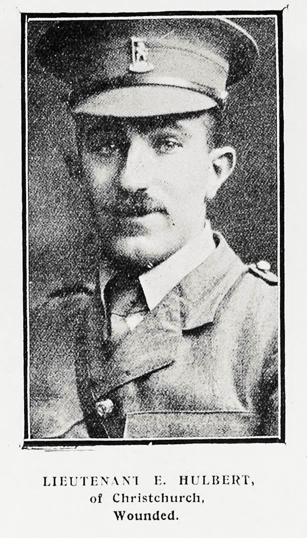 Lieutenant E Hulbert of Christchurch, wounded, 1917