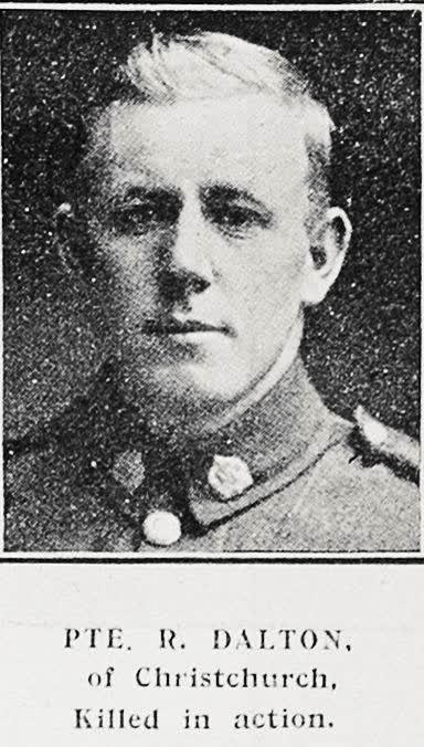 Pte R Dalton of Christchurch, killed in action, 1917
