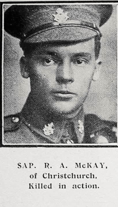 Sap R A McKay of Christchurch, killed in action, 1917