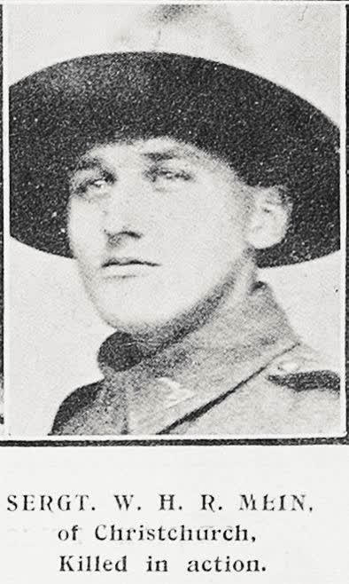Sergt W H R Mein of Christchurch, killed in action, 1917