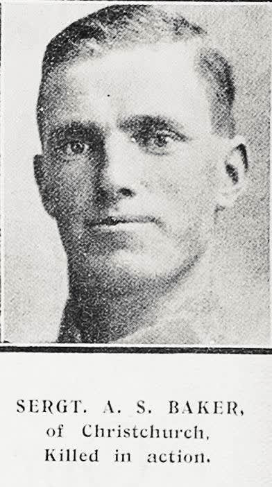 Sergt A S Baker of Christchurch, killed in action, 1917