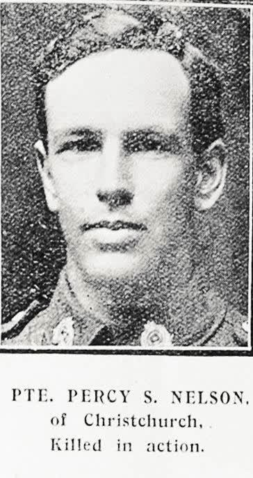 Pte Percy S Nelson of Christchurch, killed in action, 1917