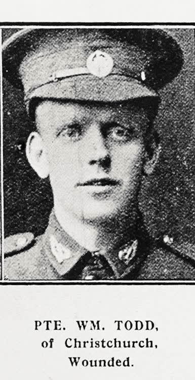 Pte Wm Todd of Christchurch, wounded, 1917