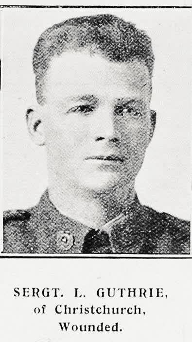 Sergt L Guthrie of Christchurch, wounded, 1917