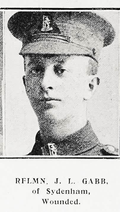 Rflmn J L Gabb of Sydenham, wounded, 1917