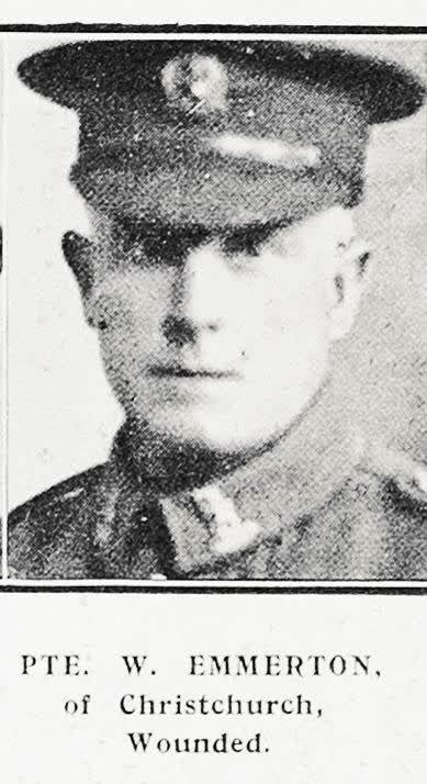 Pte W Emmerton of Christchurch, wounded, 1917