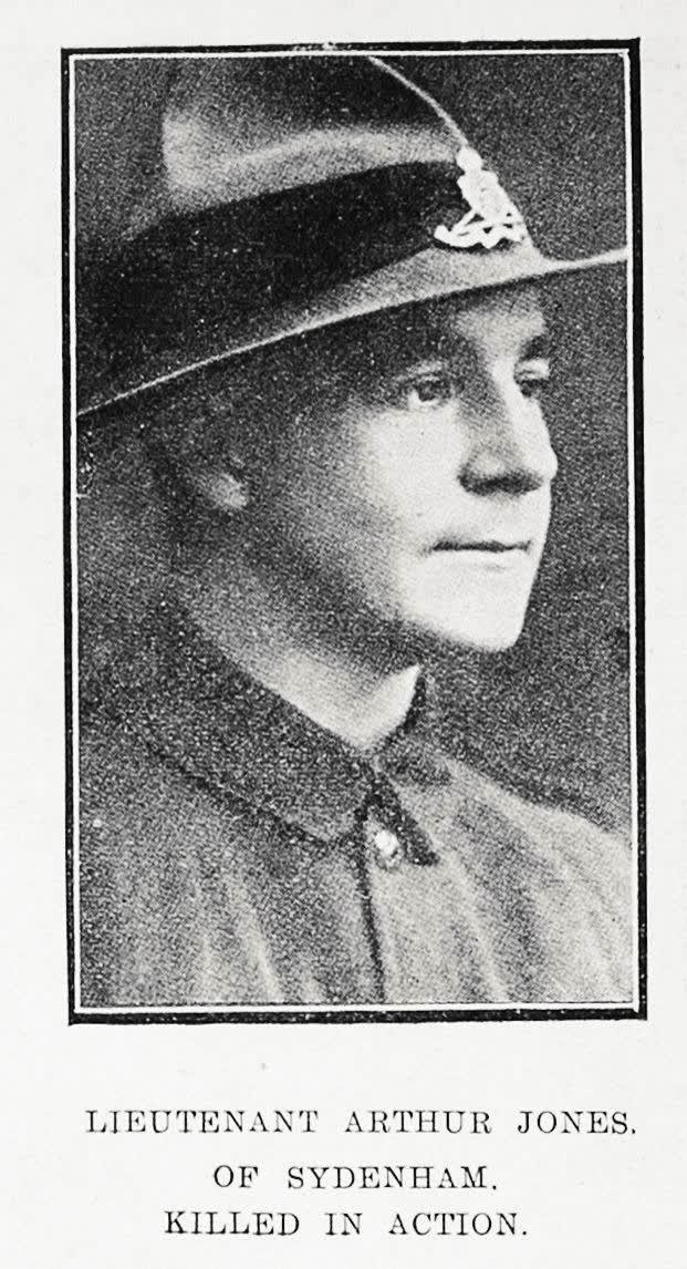 Lieutenant Arthur Jones of Sydenham, killed in action, 1917