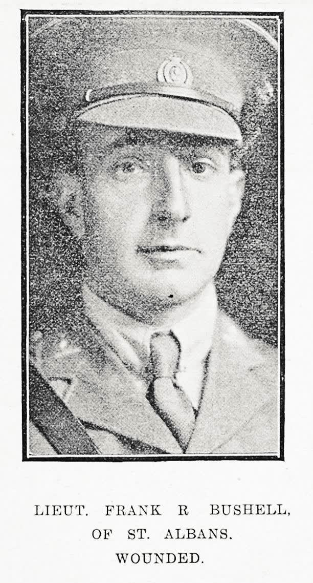 Lieut Frank R Bushell of St Albans, wounded, 1917