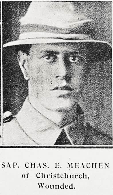 Sap Chas E Meachen of Christchurch, wounded, 1917