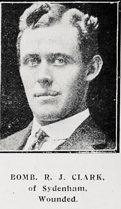 Bomb R J Clark of Sydenham, wounded, 1917