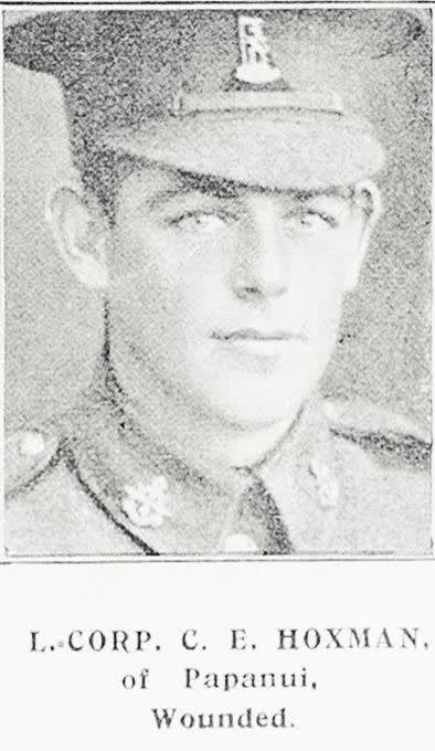 L Corp C E Hoxman of Papanui, wounded, 1917