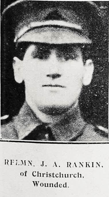 Rifleman J. N. RANKIN, of Christchurch, Wounded, 1917
