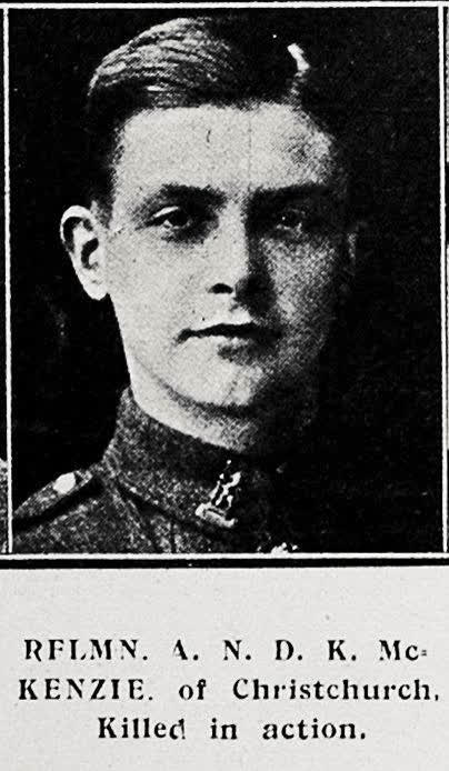 Rflmn A N D K McKenzie of Christchurch, killed in action, 1917
