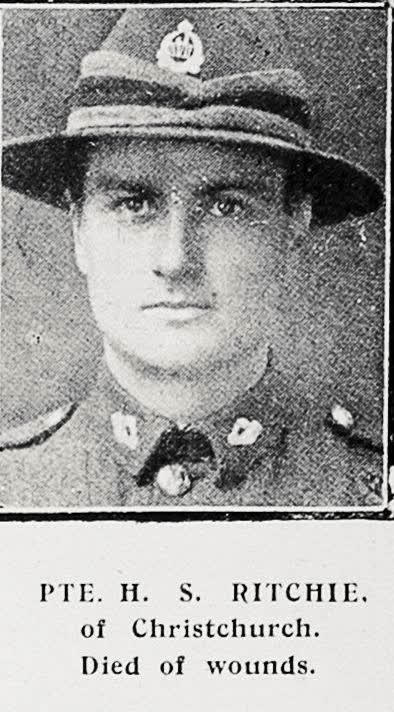 Pte H S Ritchie of Christchurch. Died of wounds, 1917