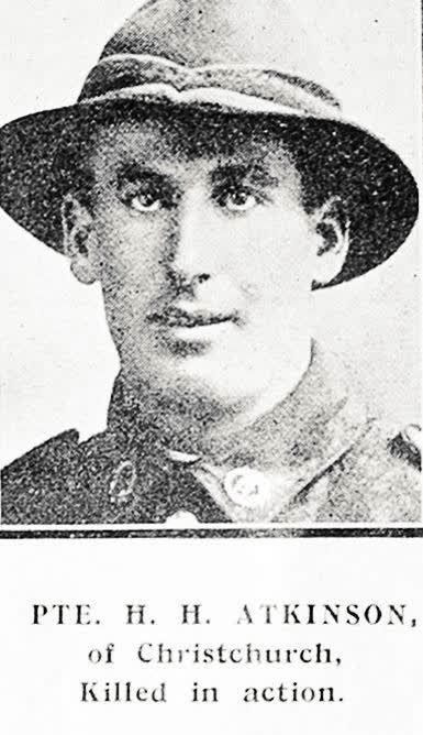 Pte. H. H. Atkinson, of Christchurch, killed in action, 1918
