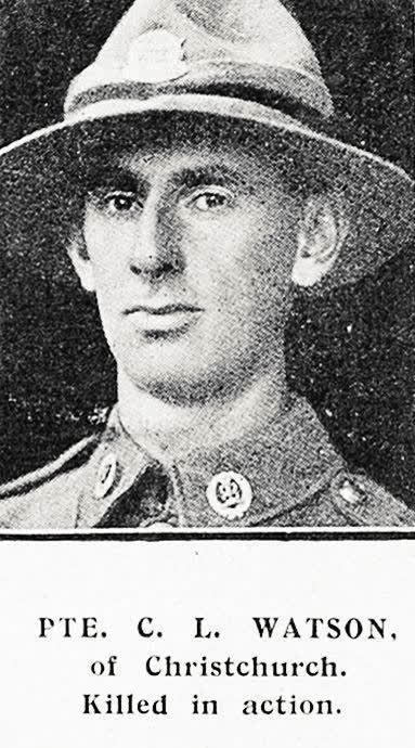 Pte. C. L. Watson, of Christchurch, killed in action, 1918