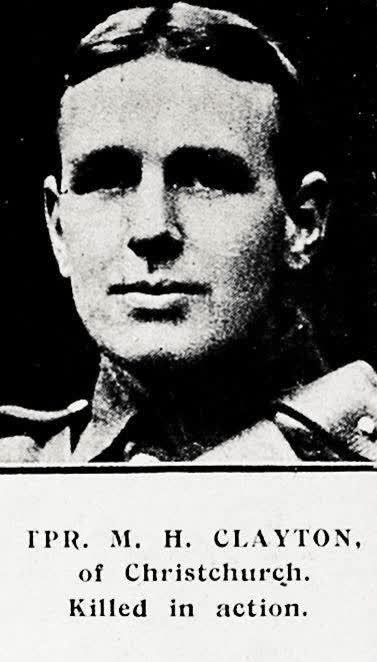 Tpr. M. H. Clayton, of Christchurch, killed in action, 1918