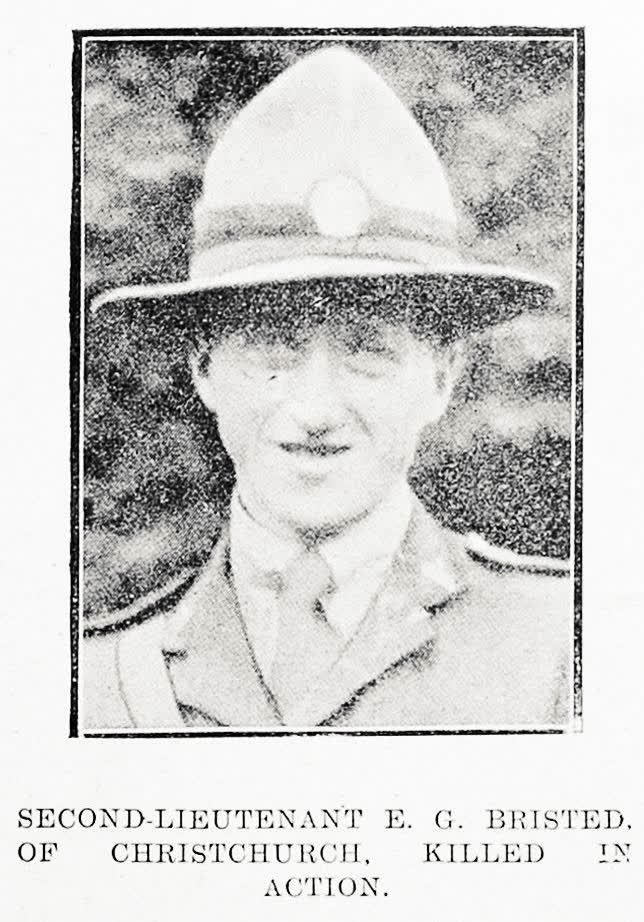 Second-lieutenant E. G. Bristed, of Christchurch, killed in action, 1918