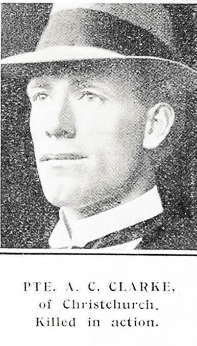 Pte. A. C. Clarke, of Christchurch, killed in action, 1918