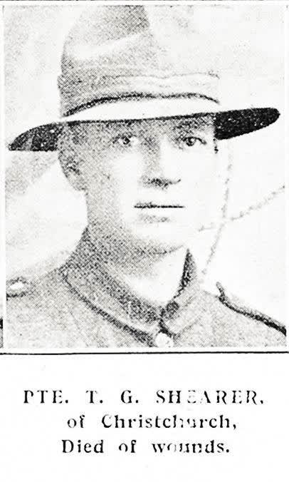Pte. T. G. Shearer, of Christchurch. Died of wounds, 1918