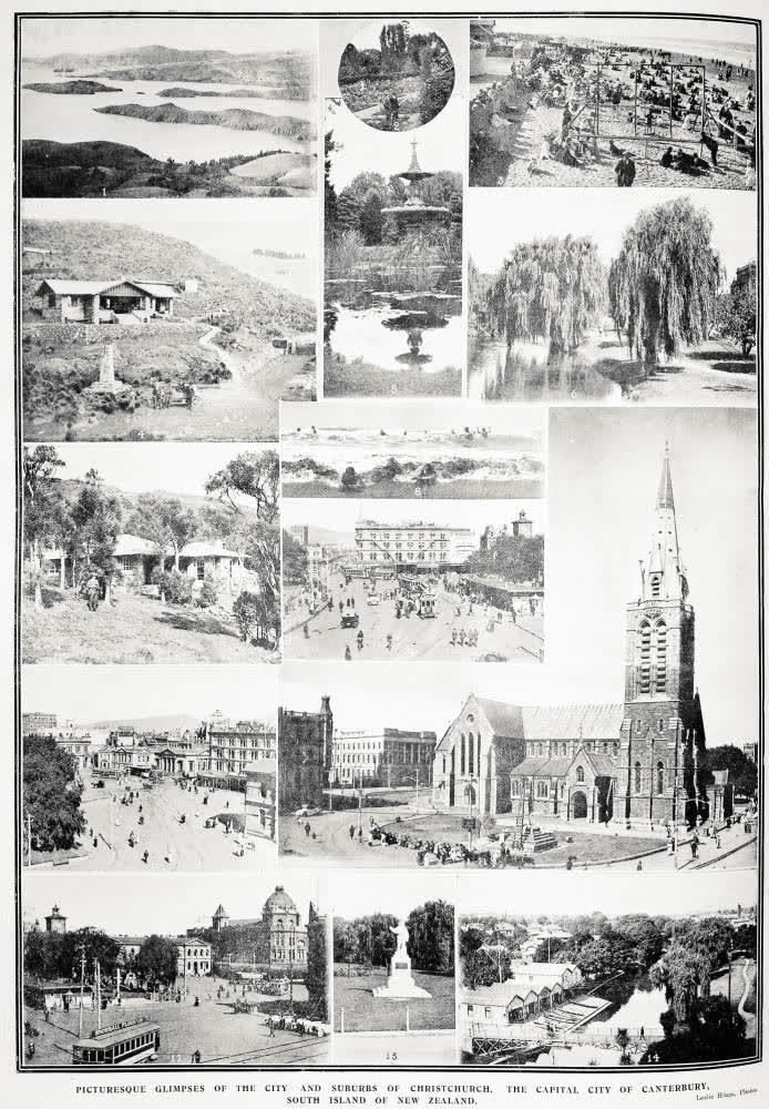 Picturesque glimpses of the city and suburbs of Christchurch, the capital city of Canterbury, South Island of New Zealand, 1918