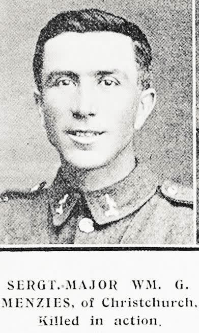 Sergt. Major Wm. G. Menzies, of Christchurch, killed in action, 1918
