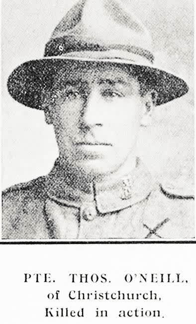 Pte. Thos. O'Neill., of Christchurch, killed in action, 1918