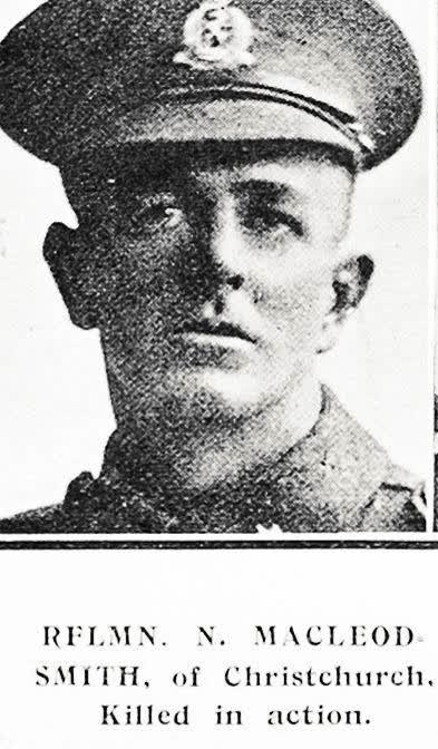 Rflmn. N. MacLeod Smith, of Christchurch, killed in action, 1918