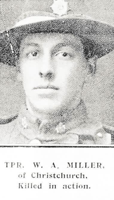 Tpr. W. A. Miller, of Christchurch, killed in action, 1918