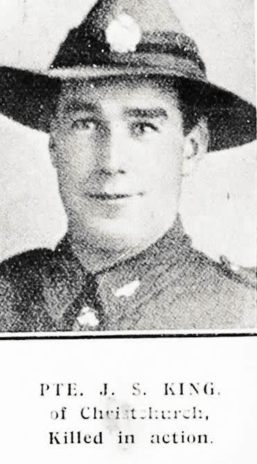 Pte. J. S. King, of Christchurch, killed in action, 1918