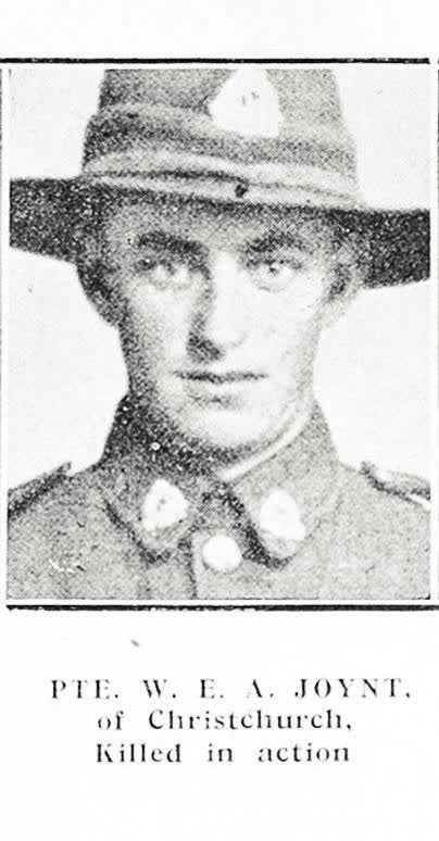 Pte. W. E. A. Joynt, of Christchurch, killed in action, 1918