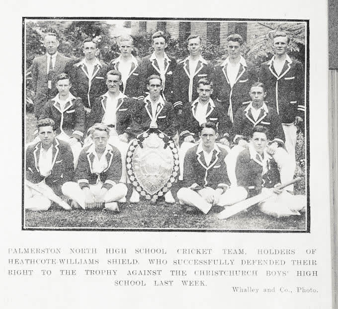 Palmerston North High School cricket team, holders of Heathcote Williams Shield, 1920