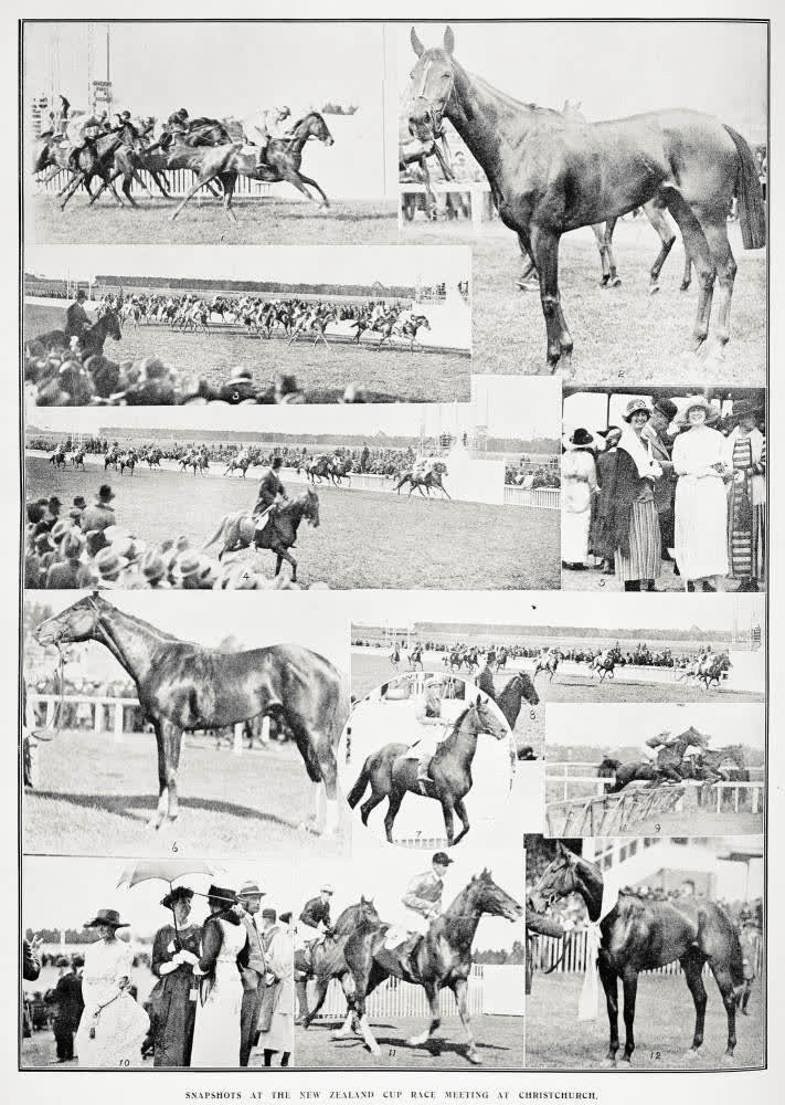 Snapshots at the New Zealand Cup race meeting at Christchurch, 1920
