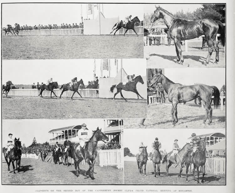 Snapshots on the second day of the Canterbury Jockey Club's Grand National meeting at Riccarton, Christchurch, 1921