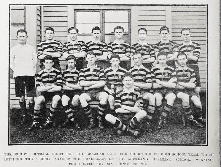 Christchurch High School winners of the Moascar Cup, 1921