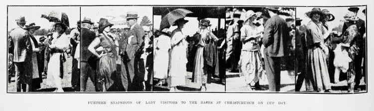 Further snapshots of lady visitors to the races at Christchurch on cup day, 1921